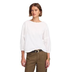 Madewell White Balloon Sleeve Blouse M NWT Cotton Semi Sheer Top